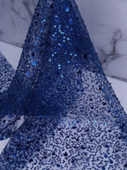 Tul bordado color azul marino H071 — Palacio Glamour