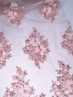 Tul bordado color rosa pastel H163, para vestidos de noche de boda y de XV años — Palacio Glamour