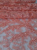 Tul bordado color melon nuevo FR933 — Palacio Glamour