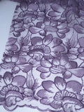 Tul bordado Con Diseño De Flores y Lentejuela Color Malva H087 — Palacio Glamour