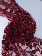 Tul bordado color vino H091 — Palacio Glamour