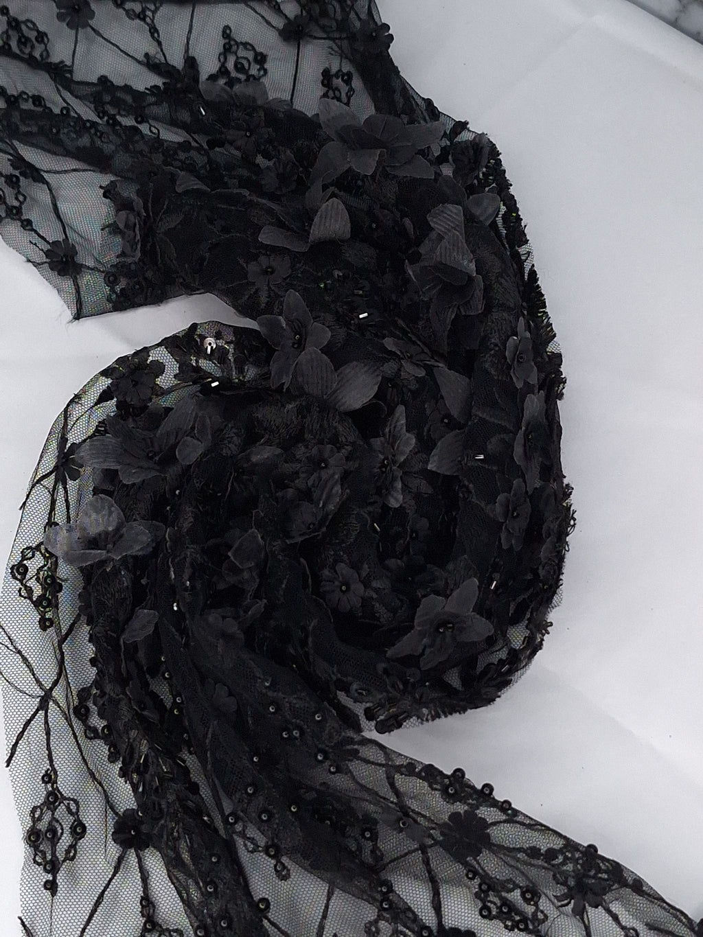 Tul bordado color negro A862 — Palacio Glamour