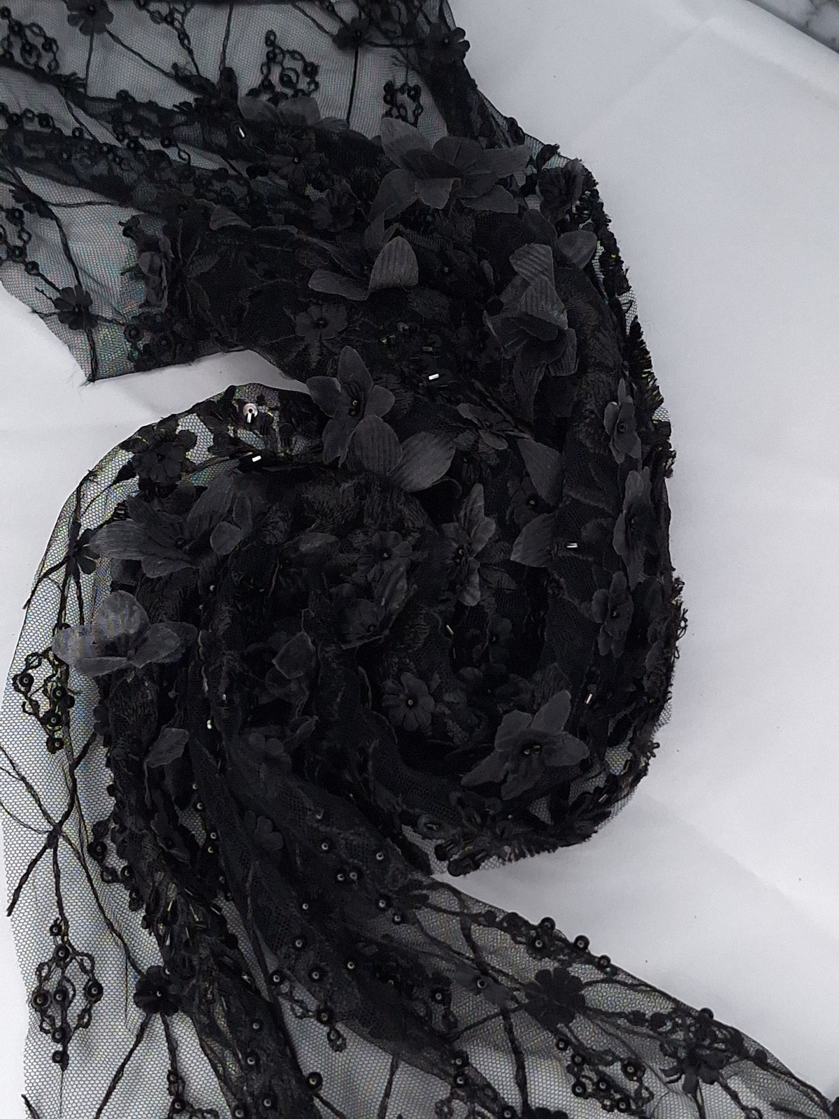 Tul bordado color negro A862 — Palacio Glamour