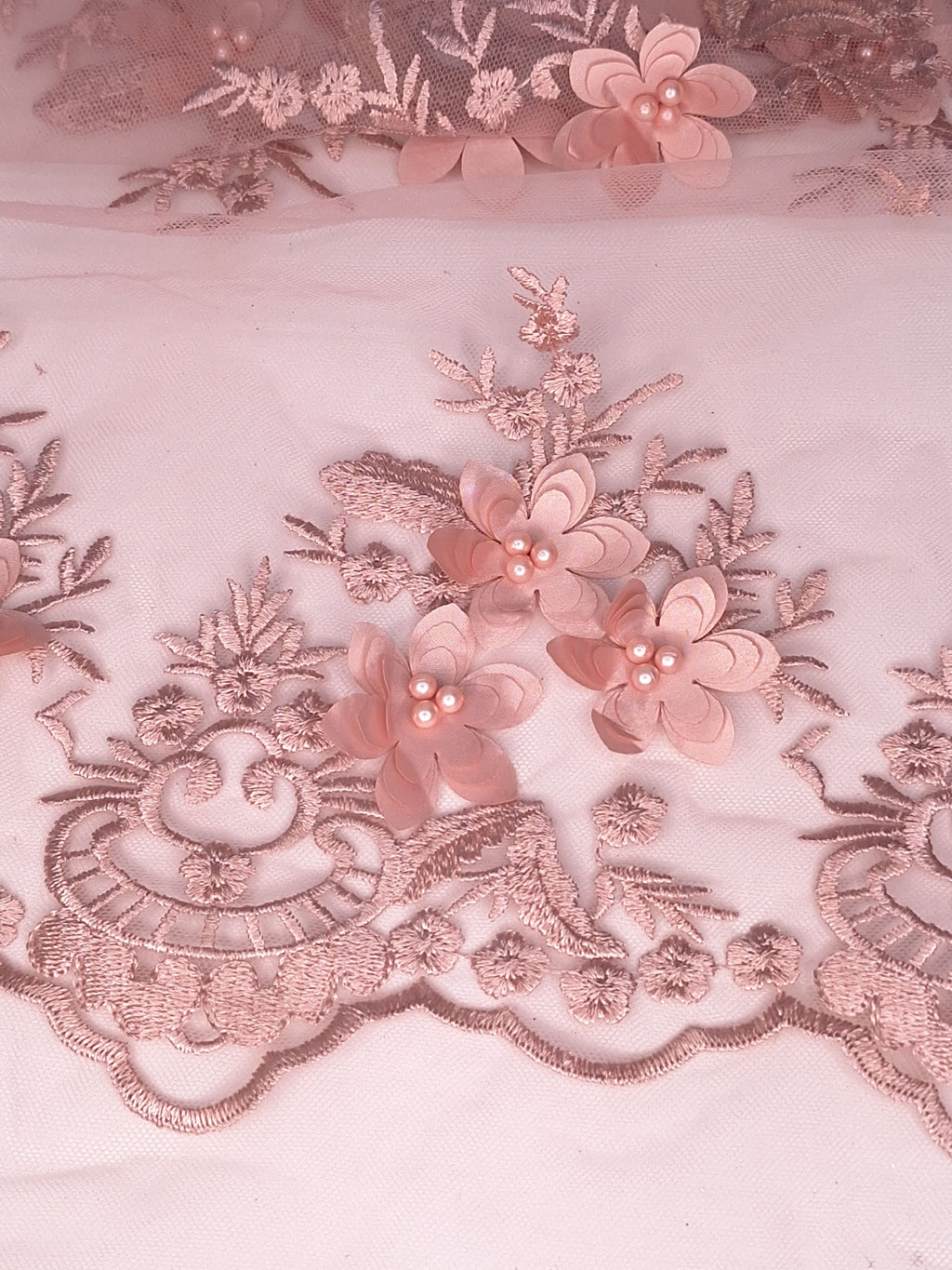 Tul bordado color rosa gold H139 — Palacio Glamour
