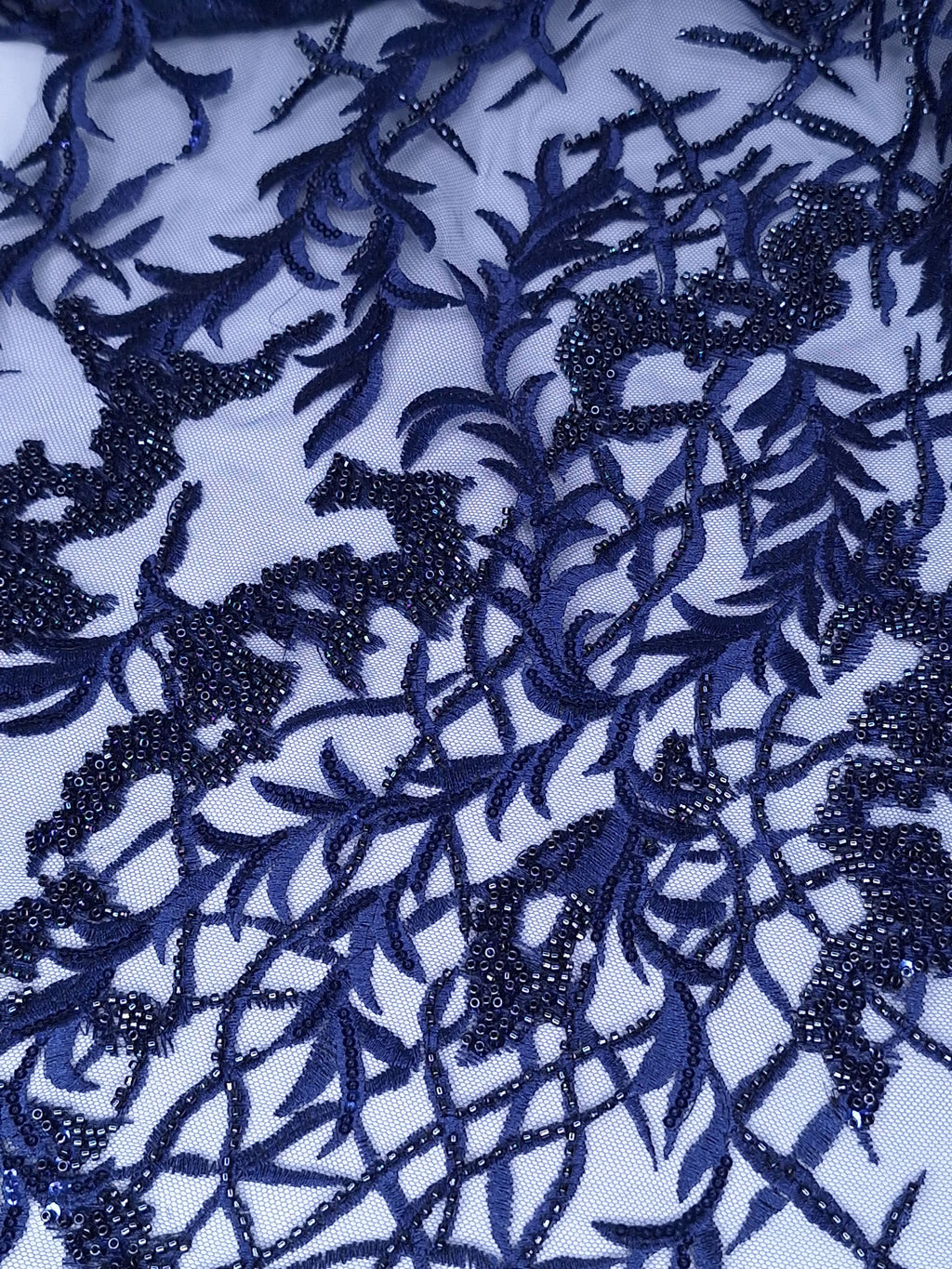 Tul bordado color azul marino A873 — Palacio Glamour
