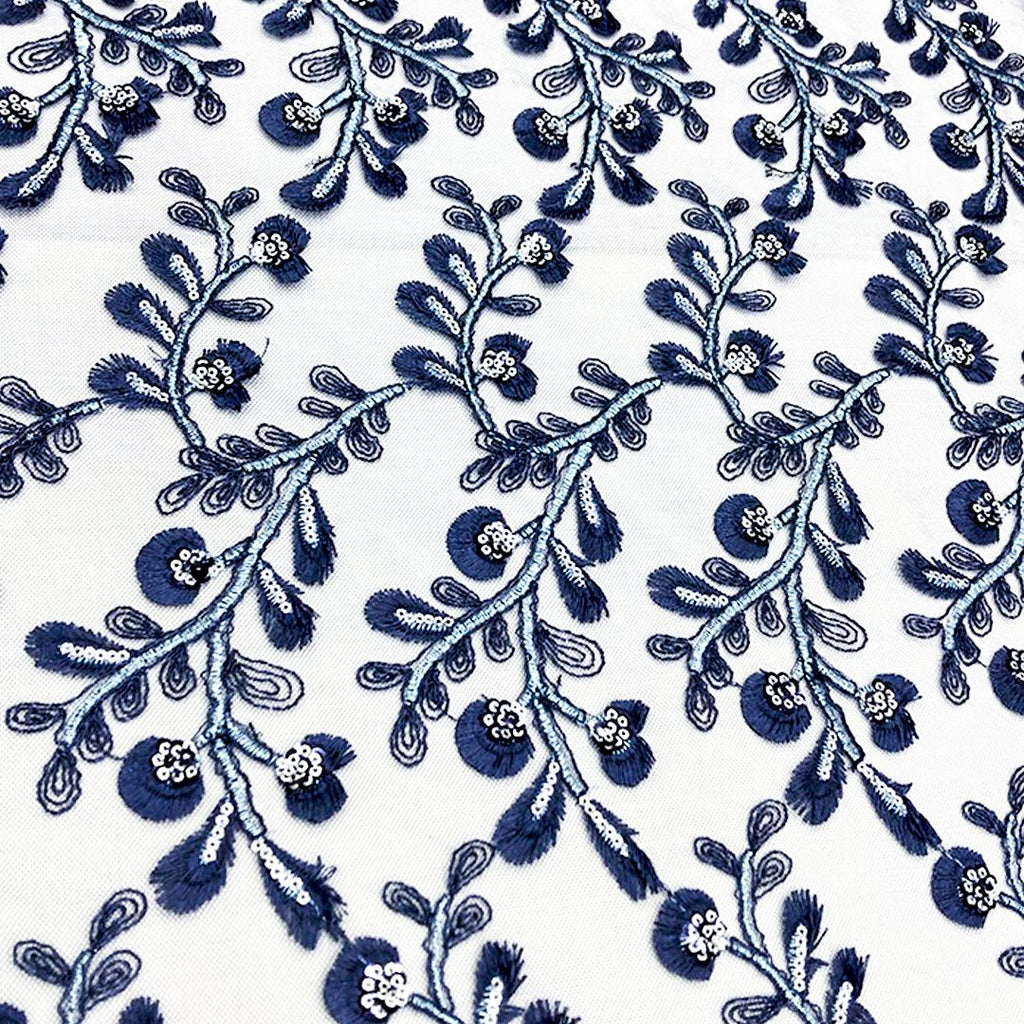 Tul bordado color azul marino A630 — Palacio Glamour