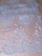 Tul bordado color blanco H017 — Palacio Glamour
