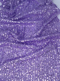 Tul bordado Lentejuelas En Líneas Color Lila Claro A913 — Palacio Glamour