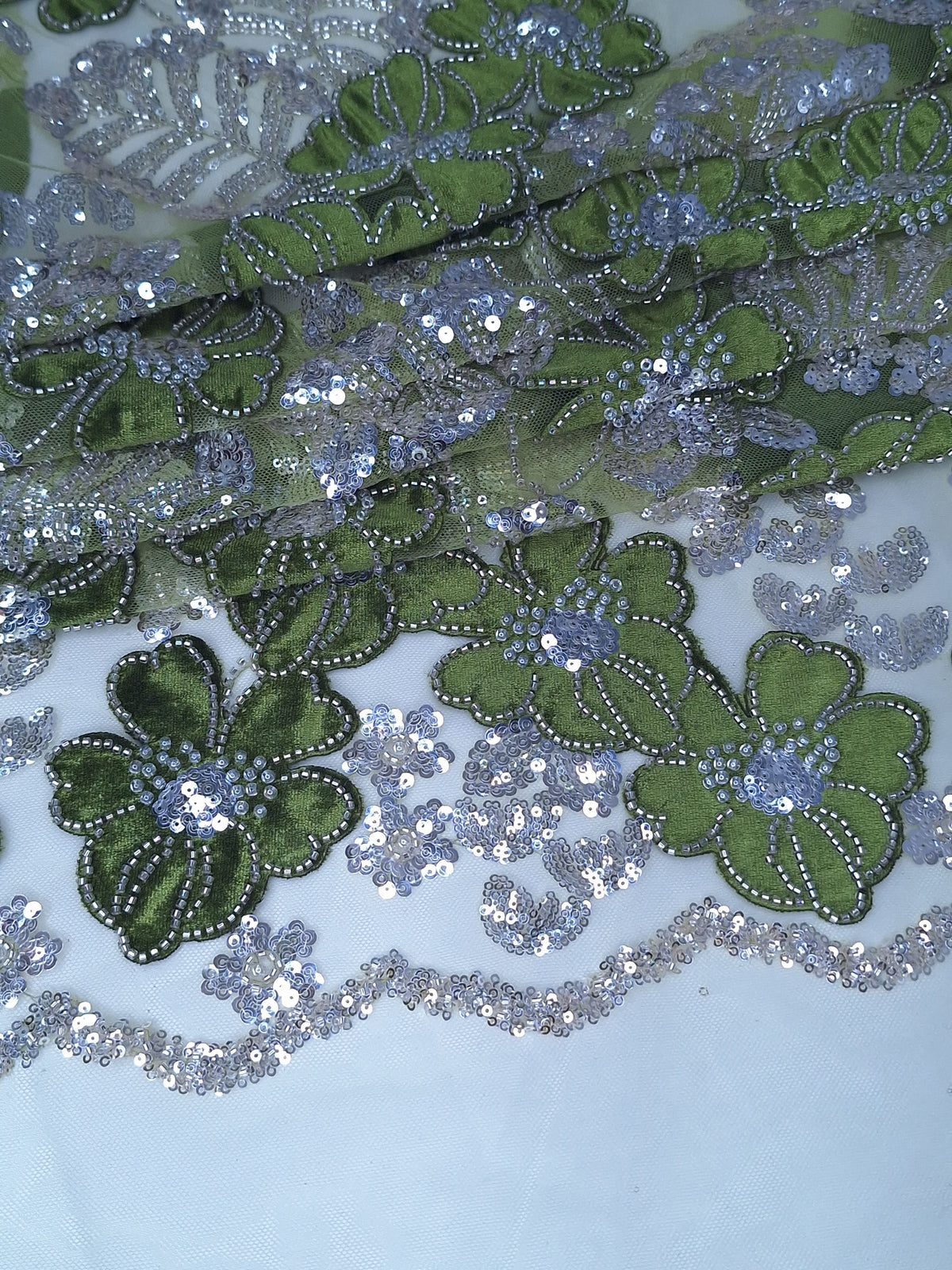 Tul bordado color verde H234 — Palacio Glamour
