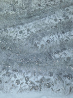 Tul bordado color plata H036 — Palacio Glamour