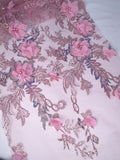 Tul bordado color palo de rosa H097, para vestidos de boda de noche y de ceremonia — Palacio Glamour