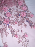 Tul bordado color palo de rosa H097, para vestidos de boda de noche y de ceremonia — Palacio Glamour