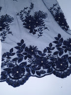 Tul bordado color azul marino H053 — Palacio Glamour