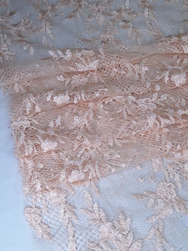 Tul bordado color nude A868 — Palacio Glamour