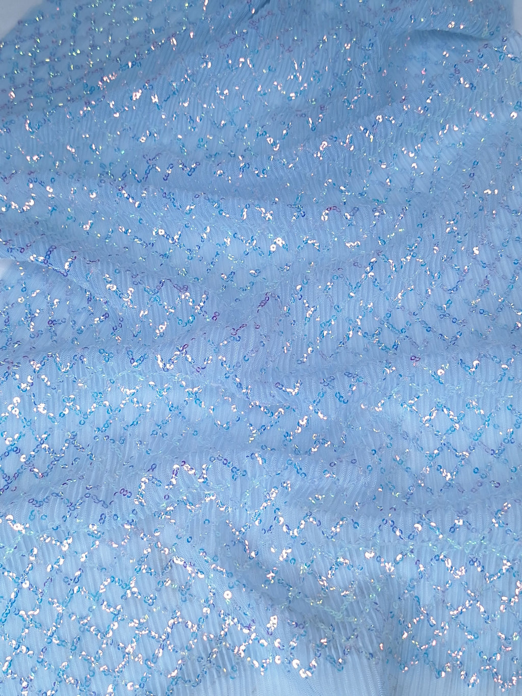 Tul bordado color cielo A964 — Palacio Glamour