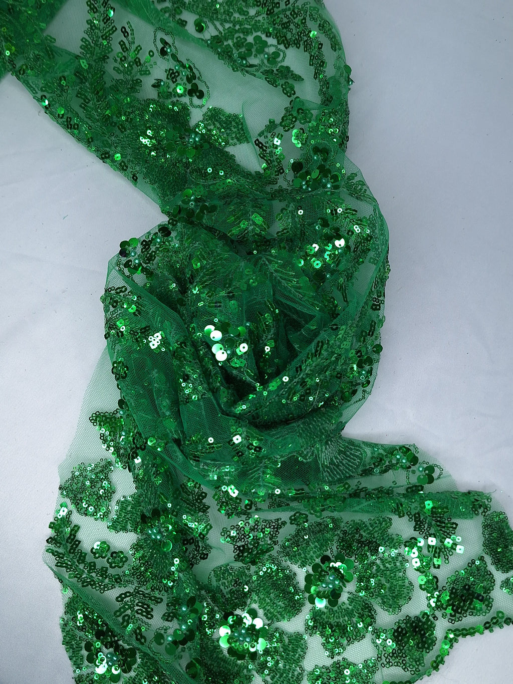 Tul bordado color esmeralda A827 — Palacio Glamour