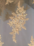 Tul bordado color oro A948 — Palacio Glamour