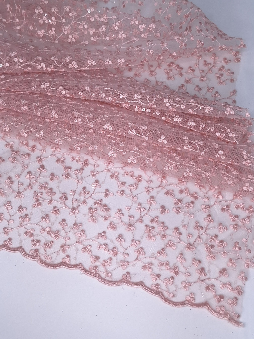 Tul bordado color palo de rosa H082, para vestidos de boda de noche y de XV años — Palacio Glamour