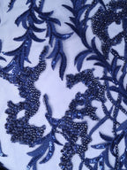 Tul bordado color azul marino A873 — Palacio Glamour