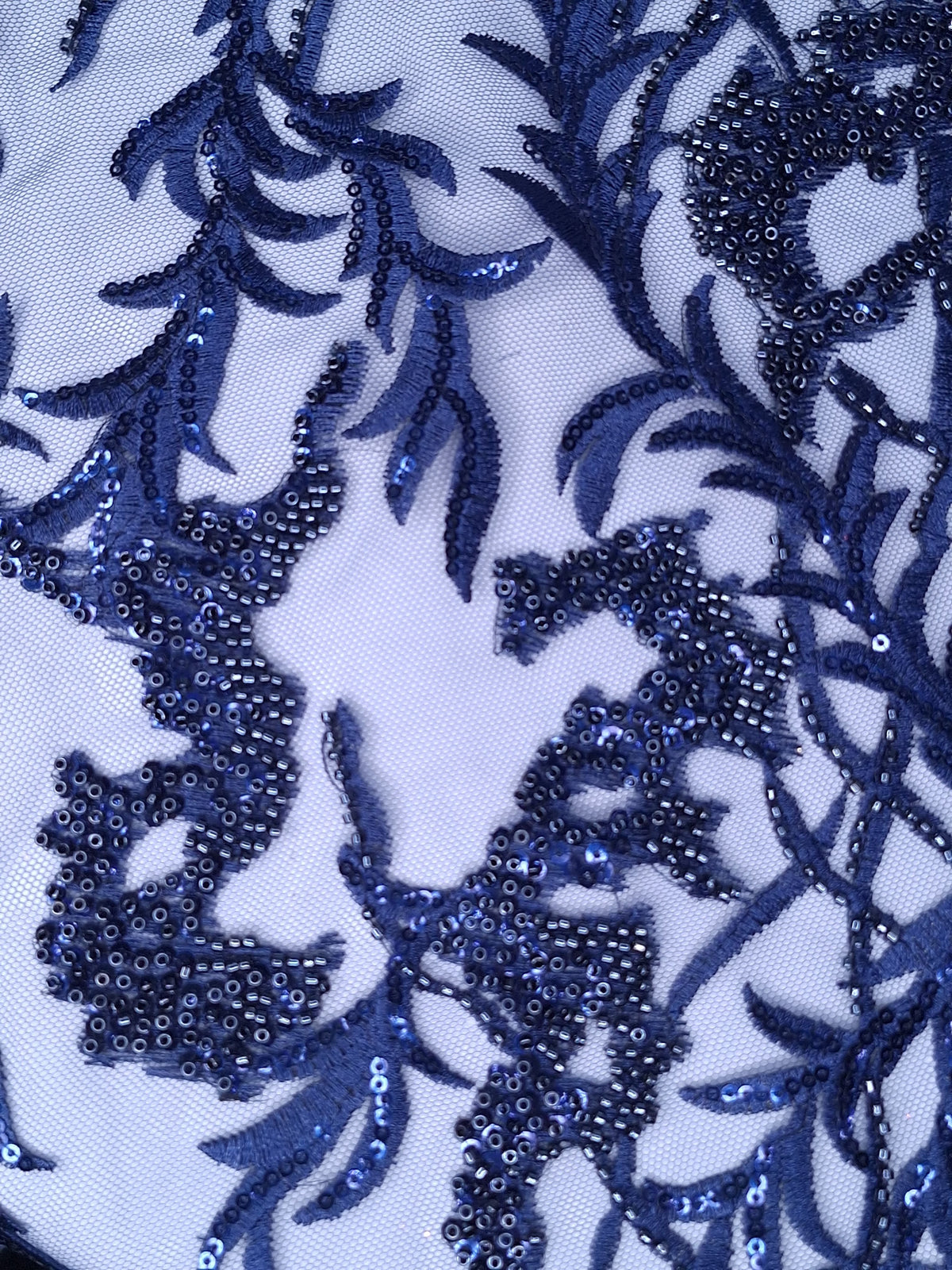 Tul bordado color azul marino A873 — Palacio Glamour