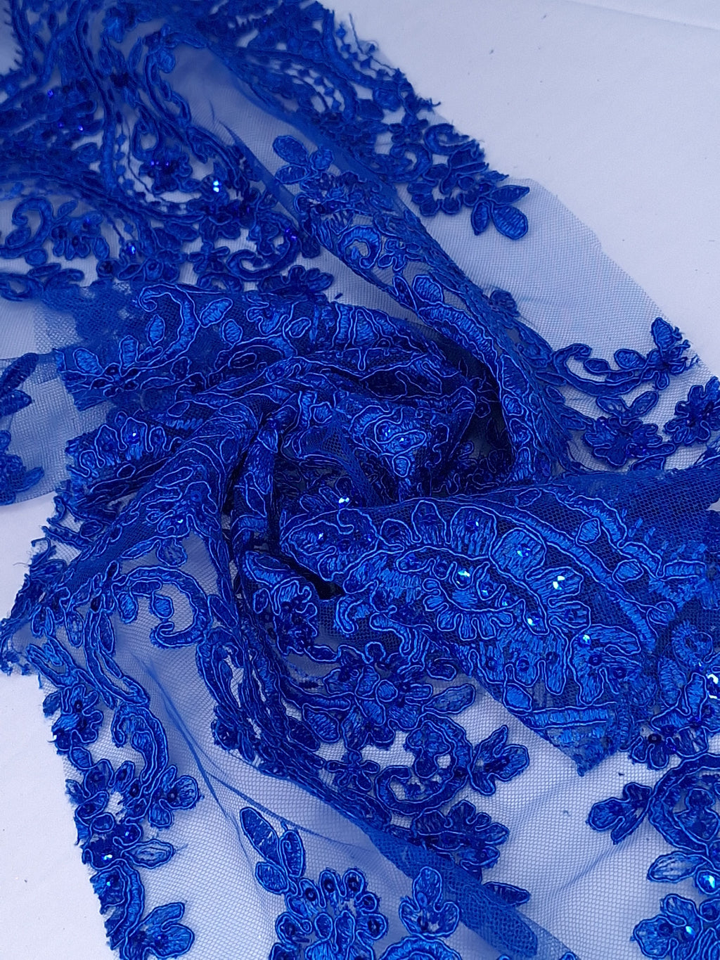 Tul bordado color azul rey H130 — Palacio Glamour