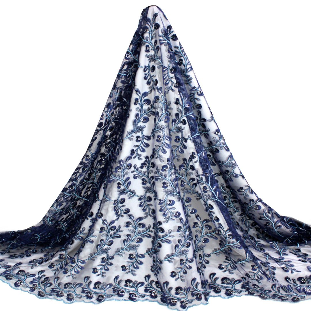 Tul bordado color azul marino A630 — Palacio Glamour