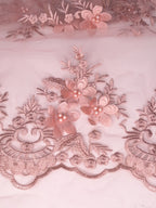 Tul bordado color rosa gold H139 — Palacio Glamour