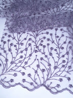 Tul bordado Floral y Lentejuela Color Malva H080 — Palacio Glamour