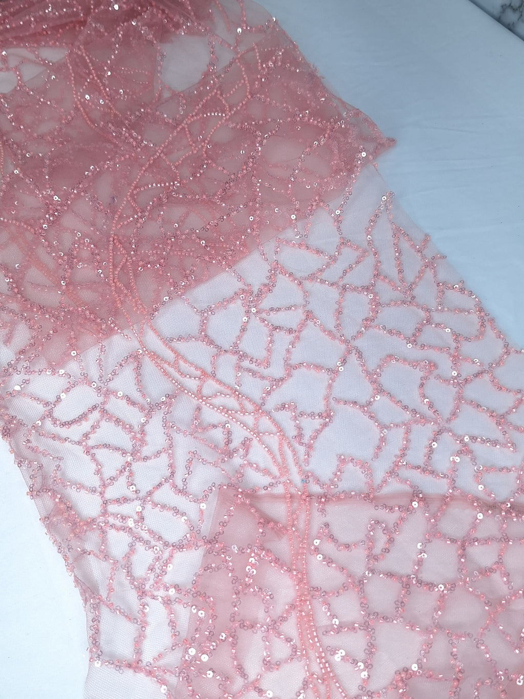 Tul bordado color Rosa claro A943 para vestidos de noche de boda y de XV años — Palacio Glamour