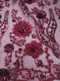 Tul bordado color vino H104 — Palacio Glamour