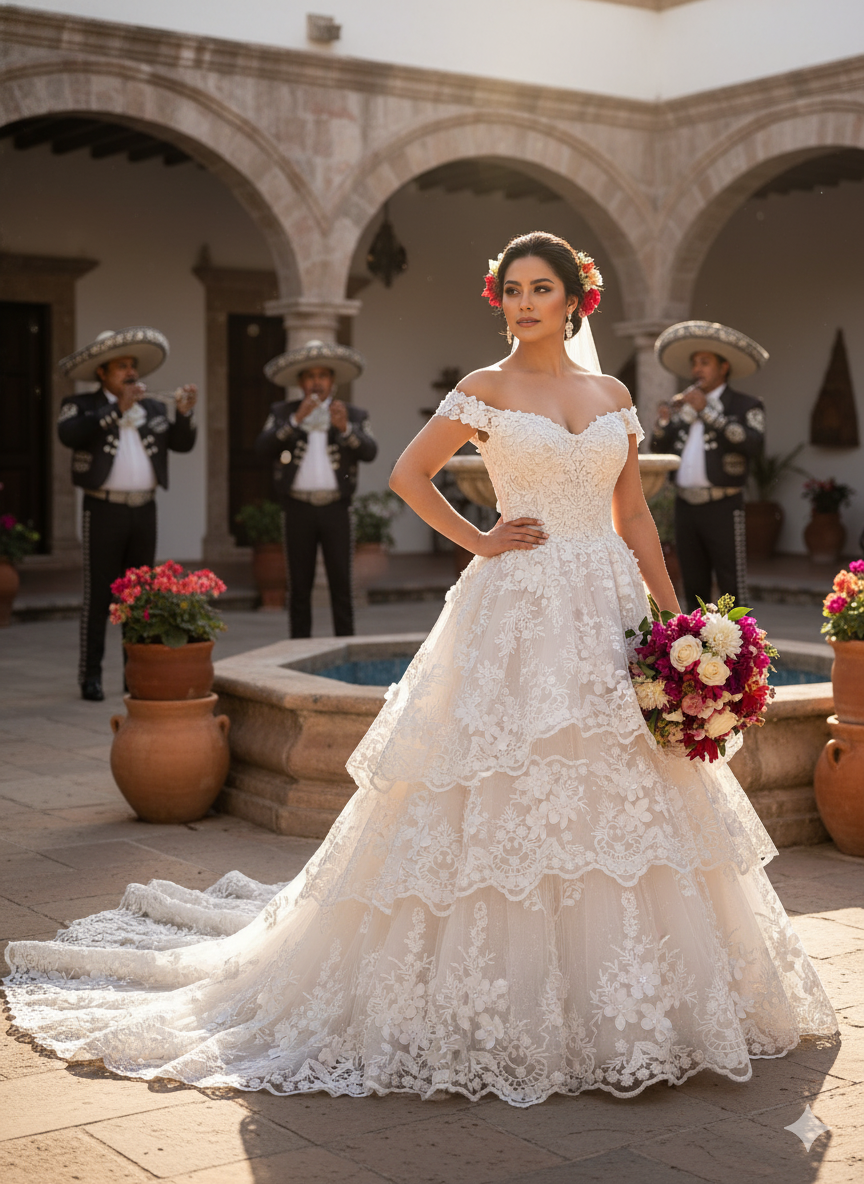 Tul bordado color blanco H139 — Palacio Glamour