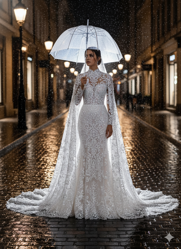 Tul bordado color blanco H156 — Palacio Glamour