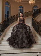 Tul bordado color café A636 — Palacio Glamour