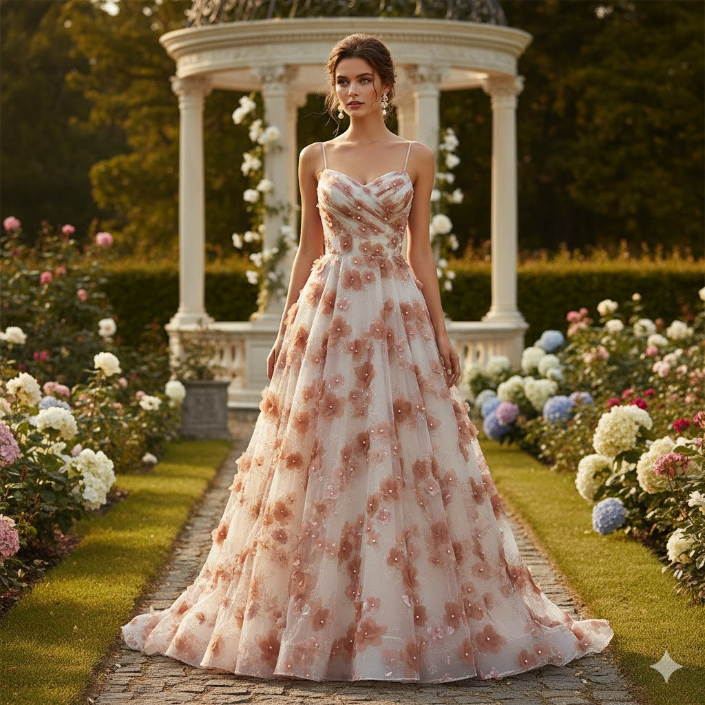 Tul bordado color palo de rosa A727 — Palacio Glamour