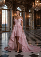 Tul bordado color rosa A948 — Palacio Glamour