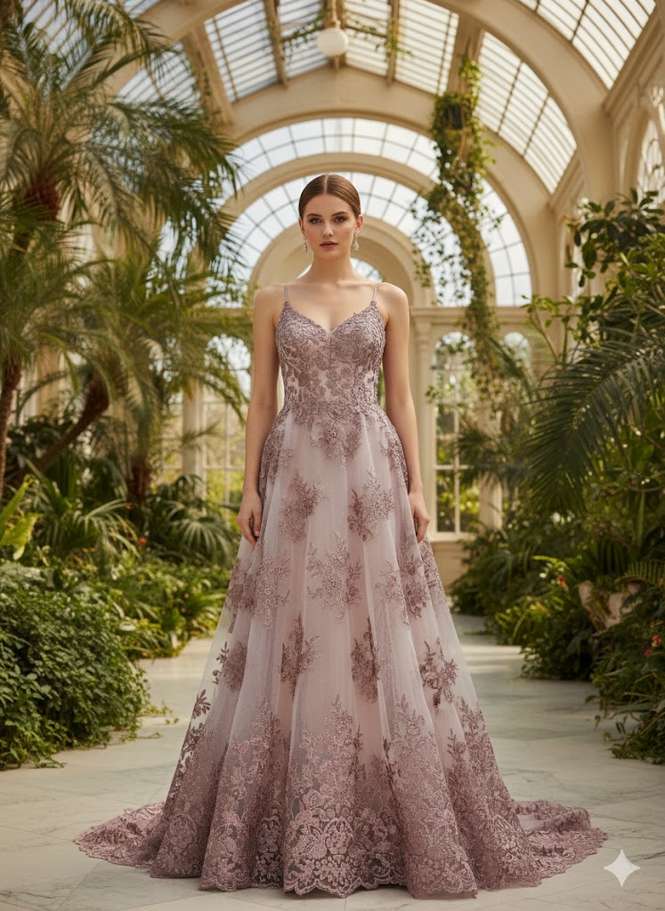 Tul bordado Floral con Orilla Ondulada Color Palo de Rosa A926 — Palacio Glamour
