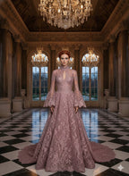 Tul bordado color palo de rosa H038 — Palacio Glamour