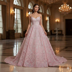 Tul bordado color rosa A689 — Palacio Glamour