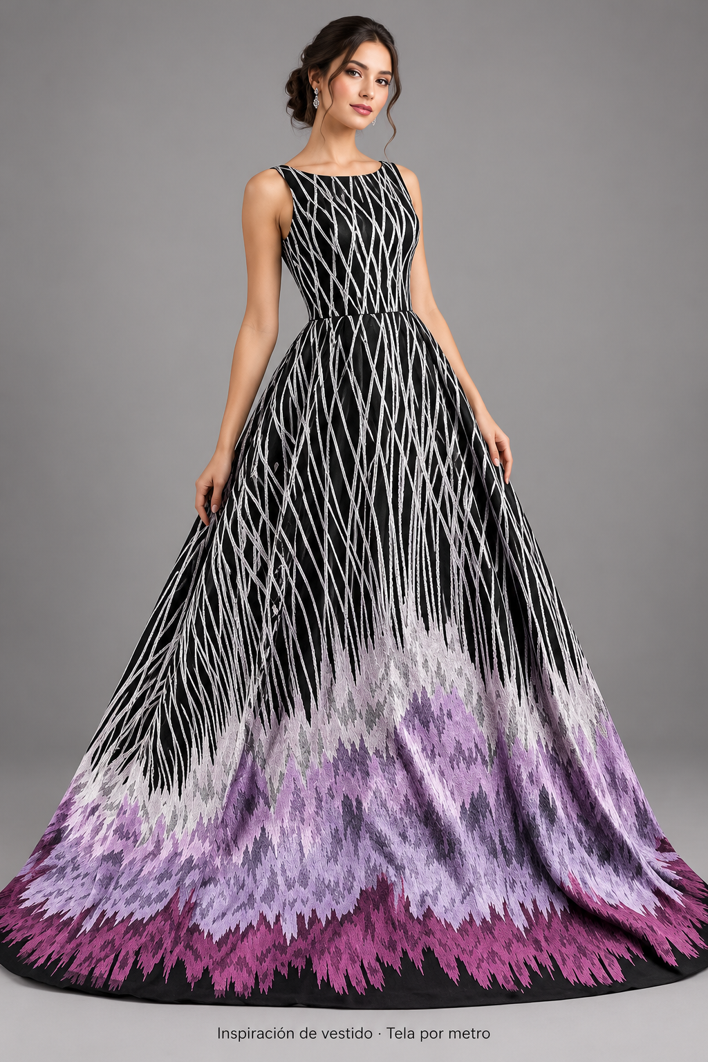 Tul bordado color morado A722 — Palacio Glamour