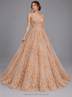 Tul bordado color nude A948 — Palacio Glamour